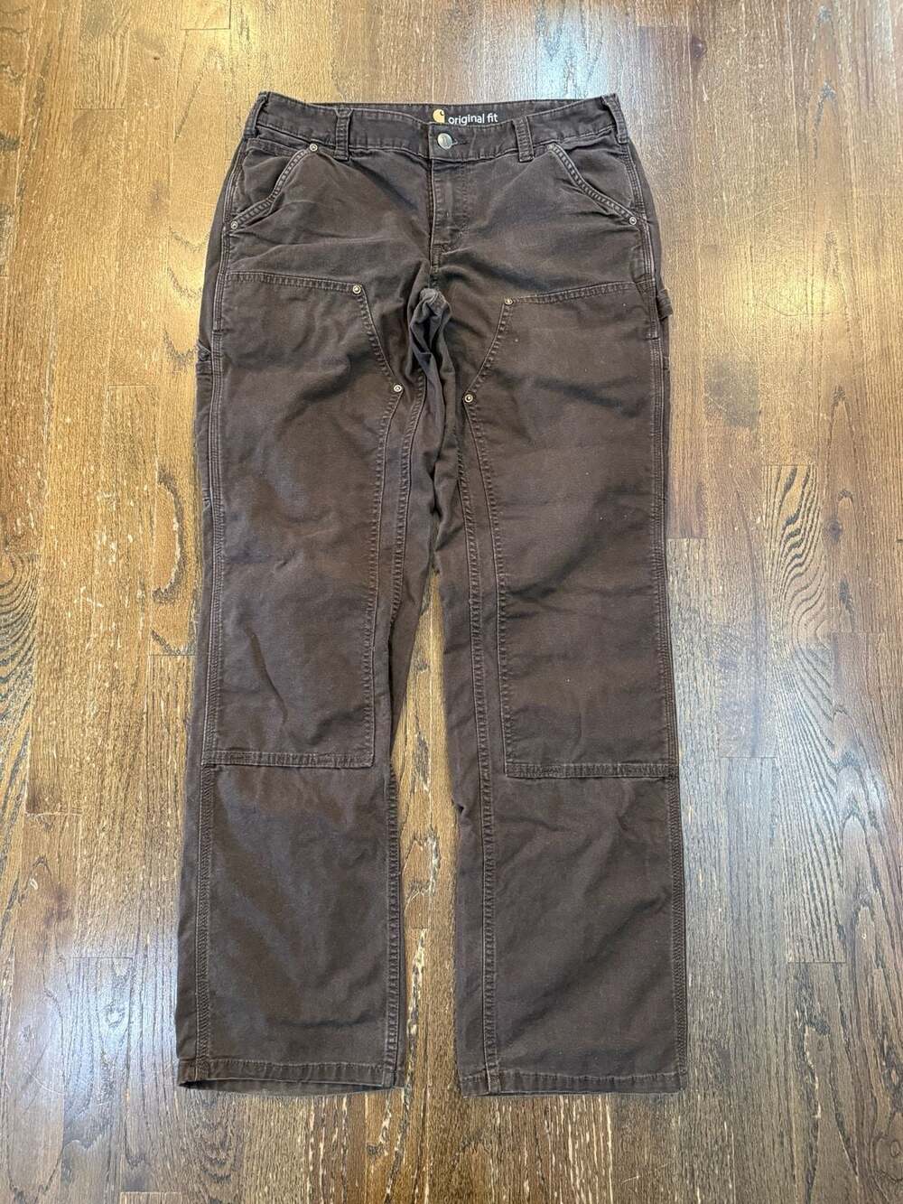 Carhartt Women's Original Fit Double Front Work Pants Brown Size 10 Tall